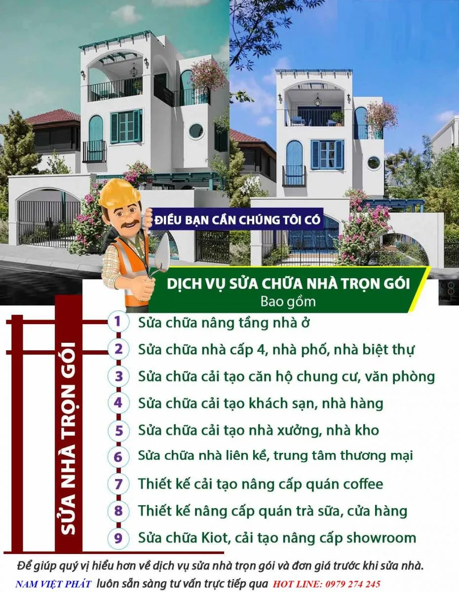 Các hạng mục dịch vụ sửa nhà trọn gói