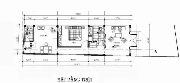 mẫu nhà ống 2 tầng 4x15m 3 phòng ngủ