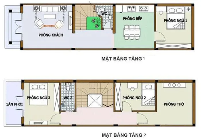 Thiết kế nhà 2 tầng 50m2 - 2