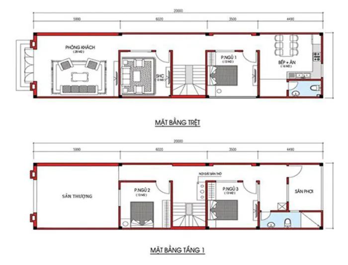 Thiết kế nhà 2 tầng 50m2 - 3